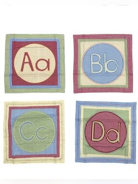 NEW Pottery Barn Kids Gingham Checked A B C D Placemats or Wall Hangings NEW
